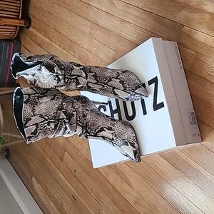 BRAND NEW snake-embossed leather slouchy boot